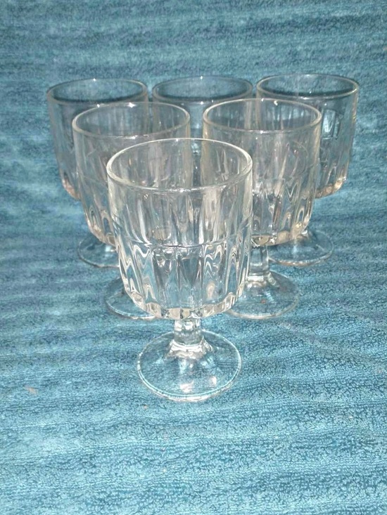 Libby Other - Vintage Libby Winchester Clear Ribbed Glass Goblets - Set of 6